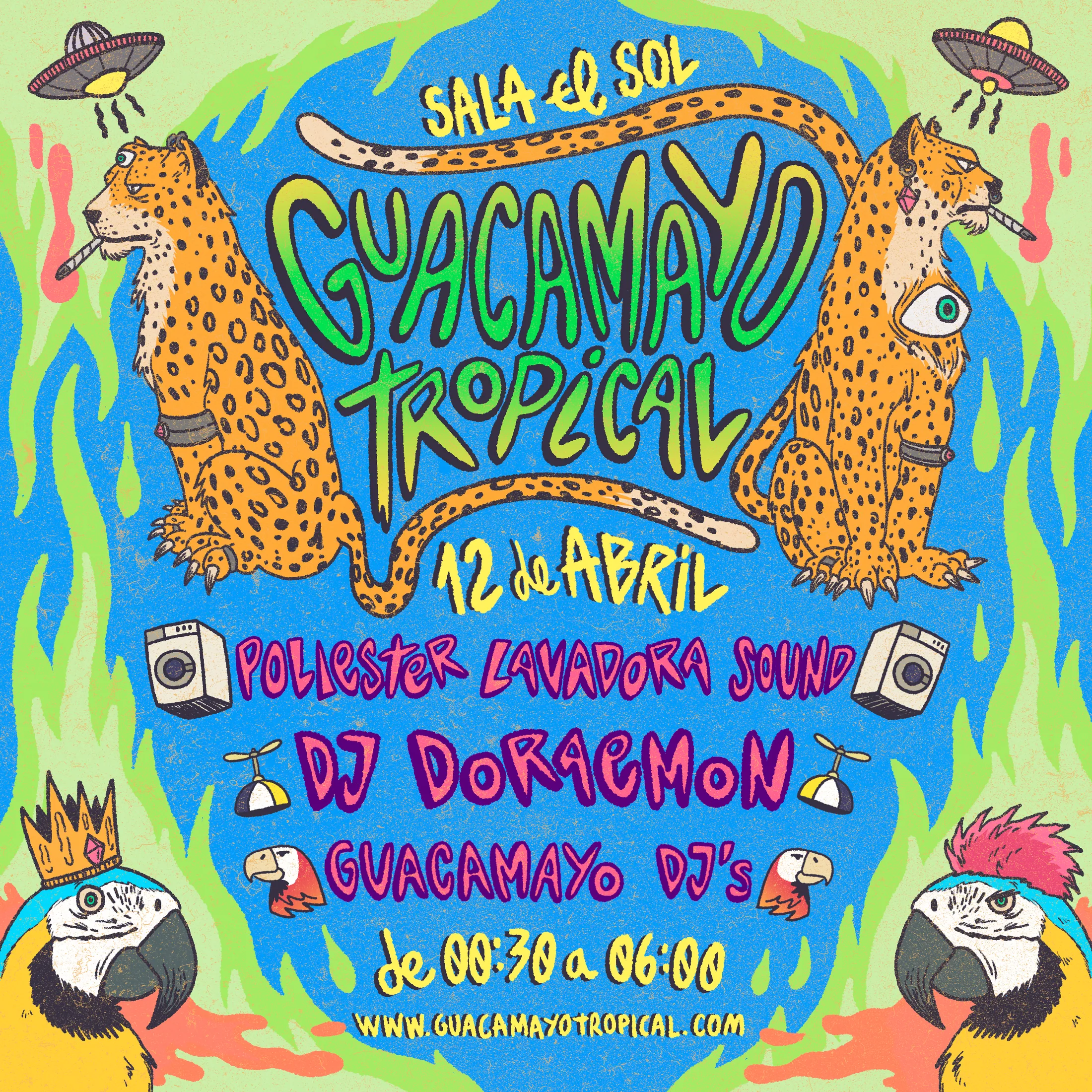 Flyer ilustrado Guacamayo tropical