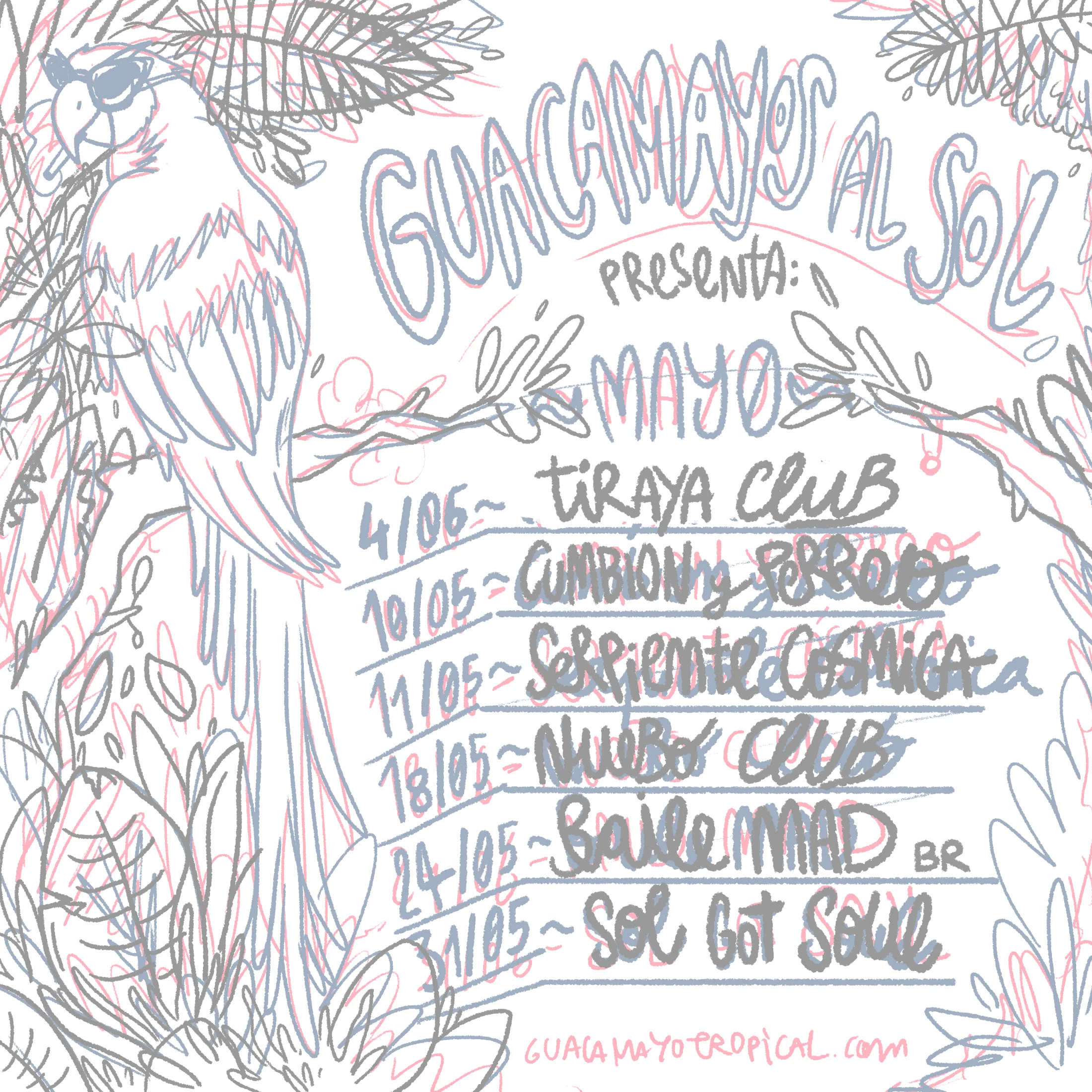 guacamayo 02 — Guacamayos al sol Flyer sketch